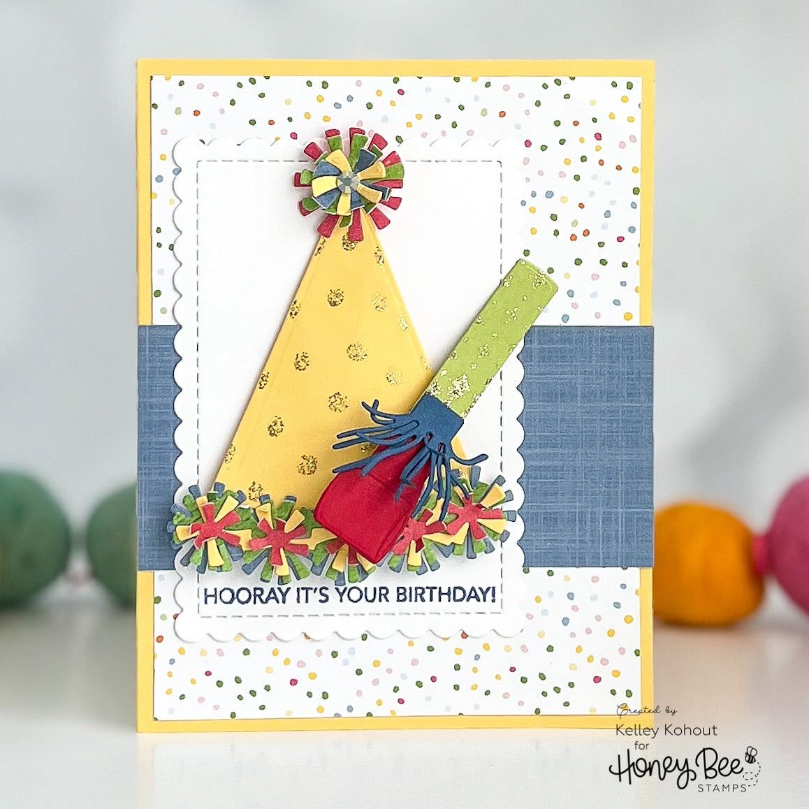 Honey Bee Lovely Layers Party Hat Dies hbds-llphat Hooray It's Your Birthday Card