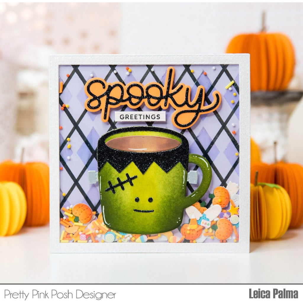 Pretty Pink Posh Layered Argyle Stencils monster coffee