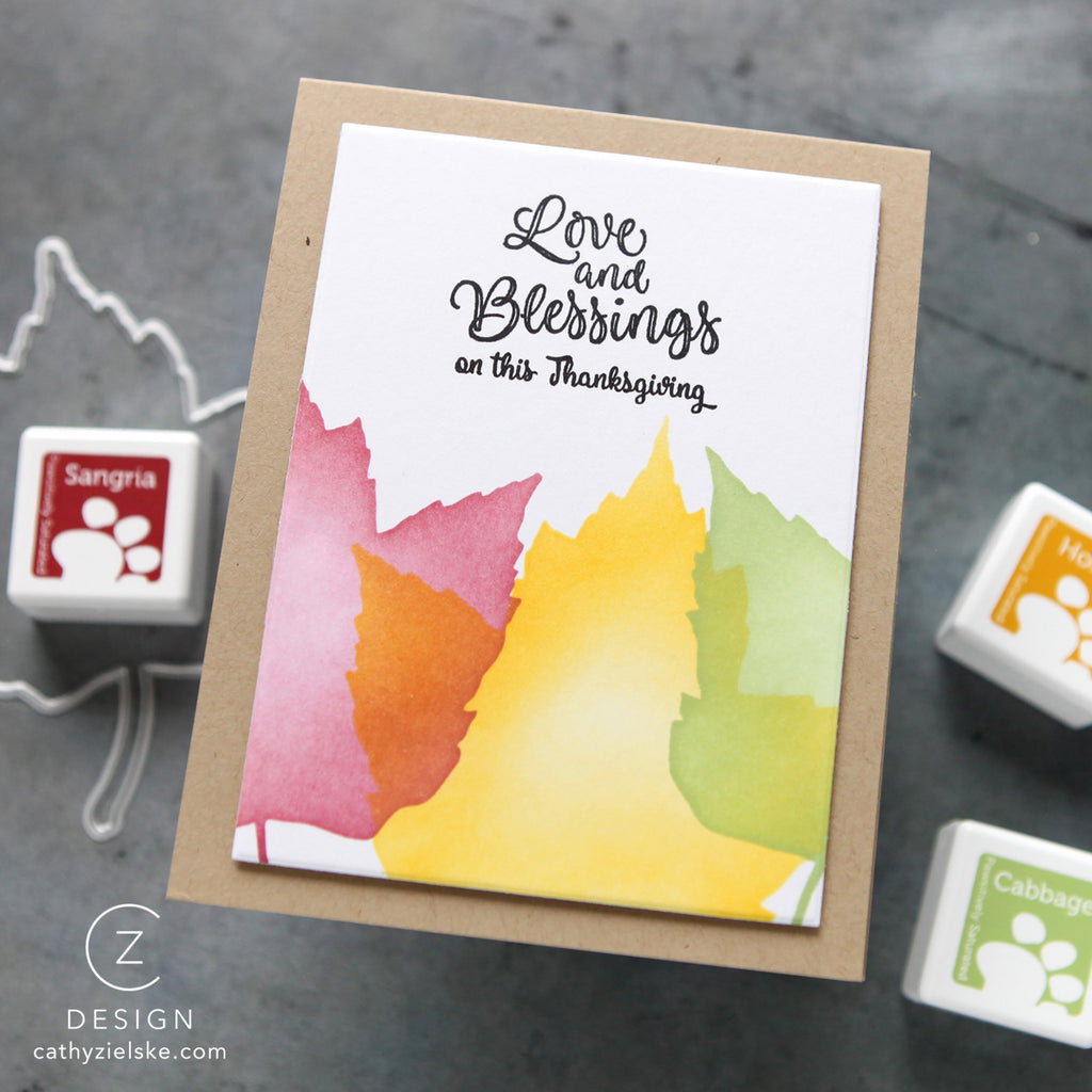 Simon Says Stamp Set of 4 Stencils Red Maple 1102mtc Gratitude Card | color-code:ALT10