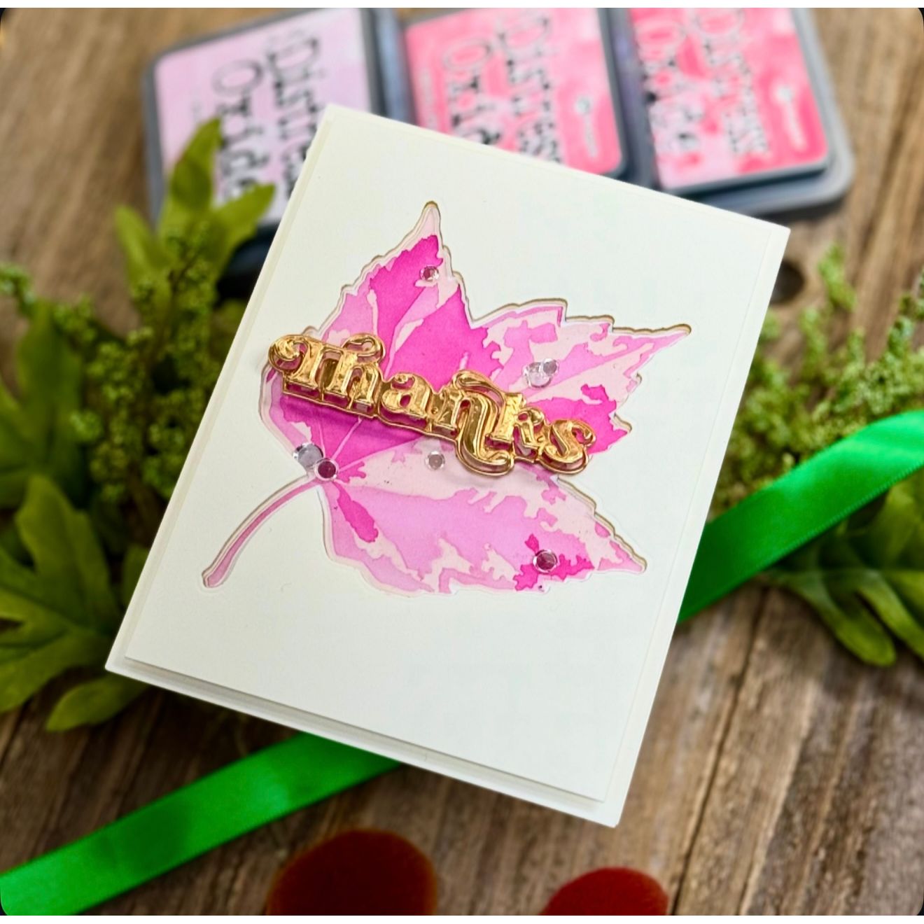 Simon Says Stamp Set of 4 Stencils Red Maple 1102mtc Gratitude Card | color-code:ALT04