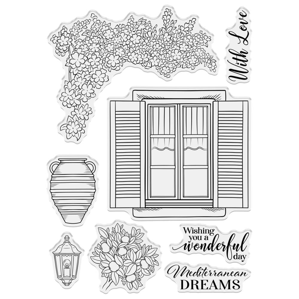 Crafter's Companion Mediterranean Window Clear Stamp Set med-ca-st-medwi Out of the Package Image