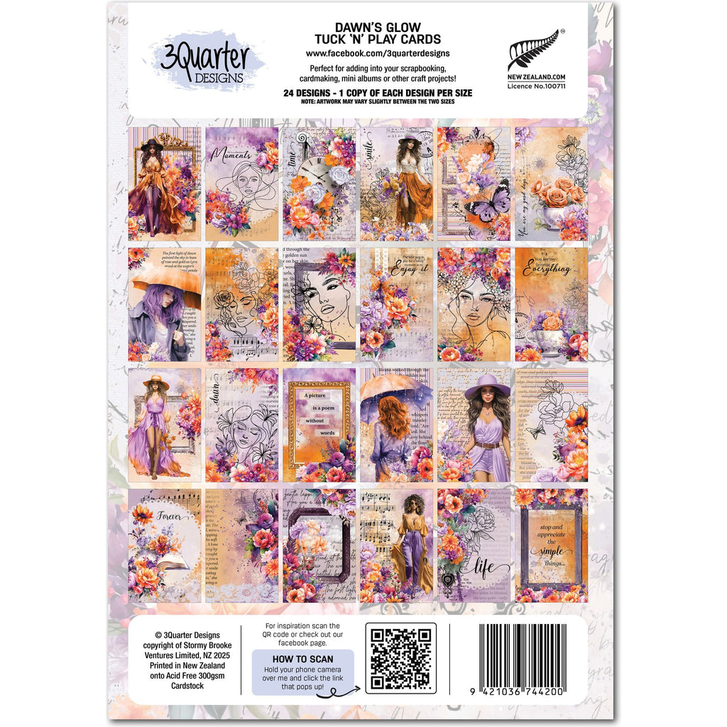 3Quarter Designs Dawns Glow Tuck N Play Cards 3q-tp-dawnsglow package back