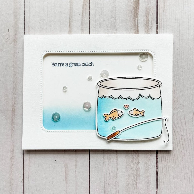Avery Elle Clear Stamps Great Catch st-23-41 fishing pole