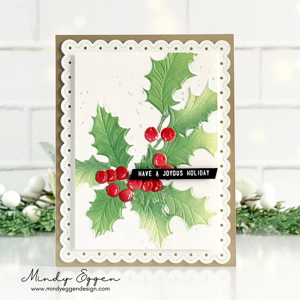 Simon Says Stamp Embossing Folder and Stencils Gathered Holly set1083gh Christmas Card | color-code:ALT03