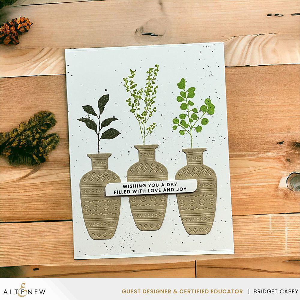 Altenew Mini Delight Plants and Vases Stamp and Die Set alt8905bn love and joy