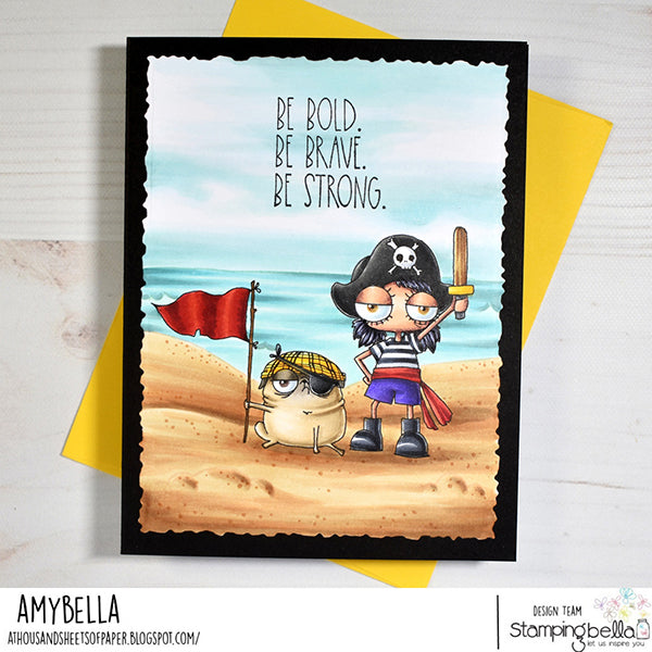Stamping Bella Mini Oddball Pirate & Pug Cling Stamp eb1250 be bold brave strong