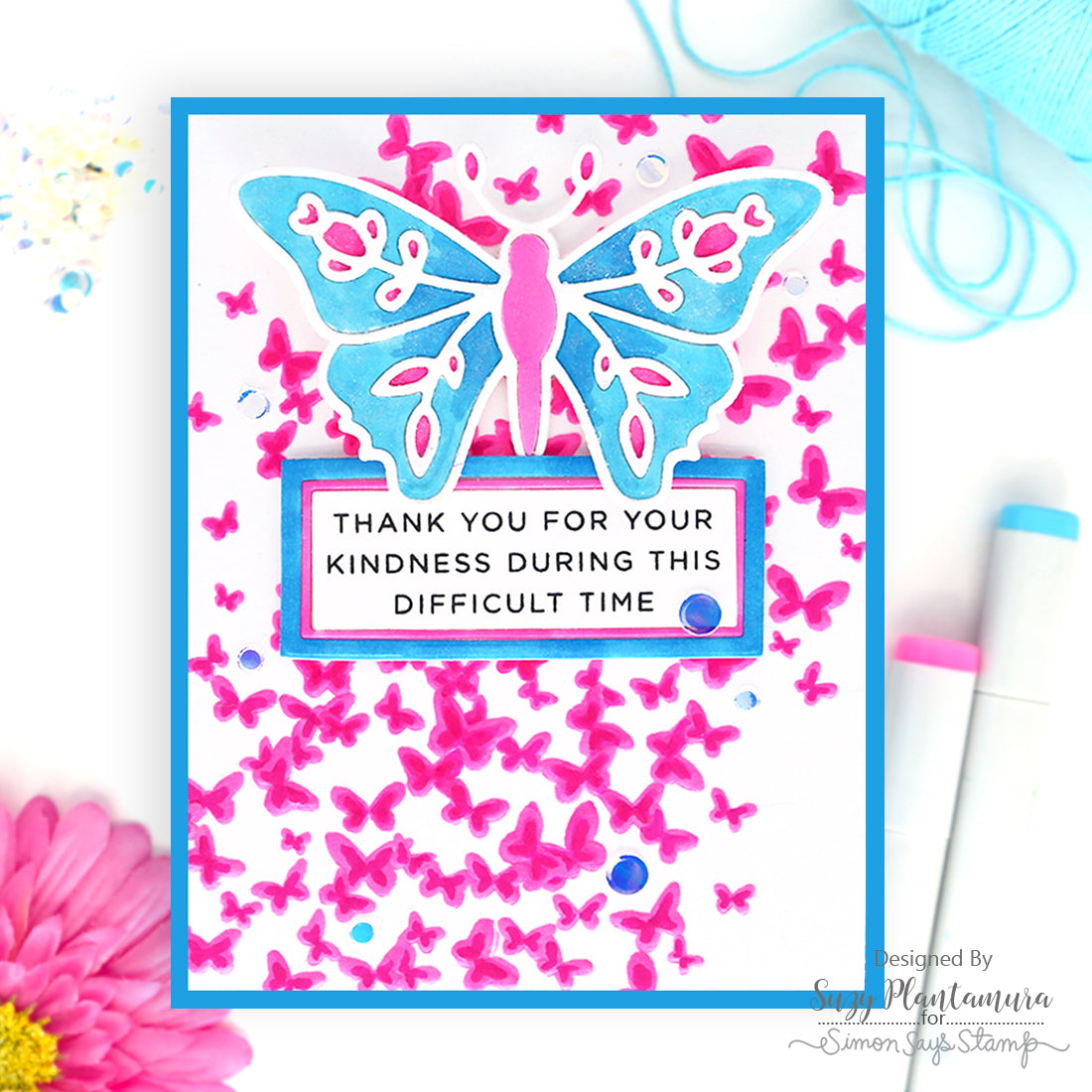 Simon Says Stamp Embellishment Mix Northern Lights 0924nl Thank You Card | color-code:ALT05