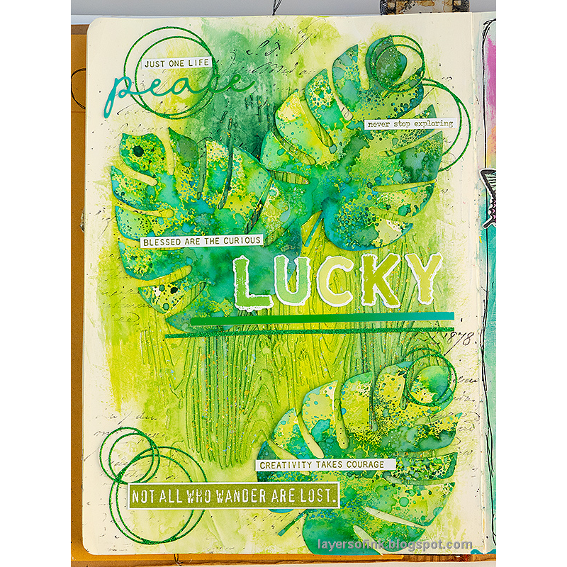 Simon Says Stamp Stencils Monstera 1050mt Cheering for You Lucky Art Journal Page | color-code:ALT09