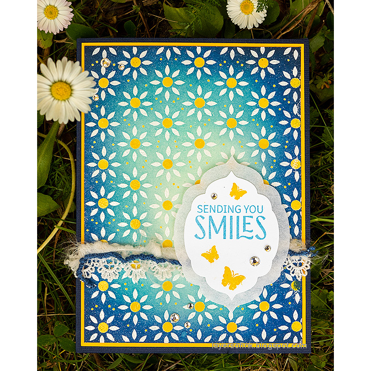 Simon Says Stamp Set of 5 Stencils Mosaic Petals 1082st You Are My Favorite Sending Smiles Card | color-code:ALT09