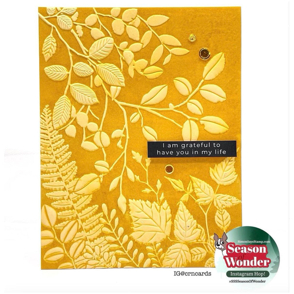 Simon Says Stamp Embossing Folder Mountainside Leaves sf313 Season Of Wonder Grateful Card
