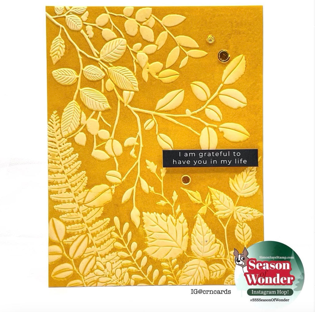 Simon Says Stamp Embossing Folder Mountainside Leaves sf313 Season Of Wonder Grateful Card