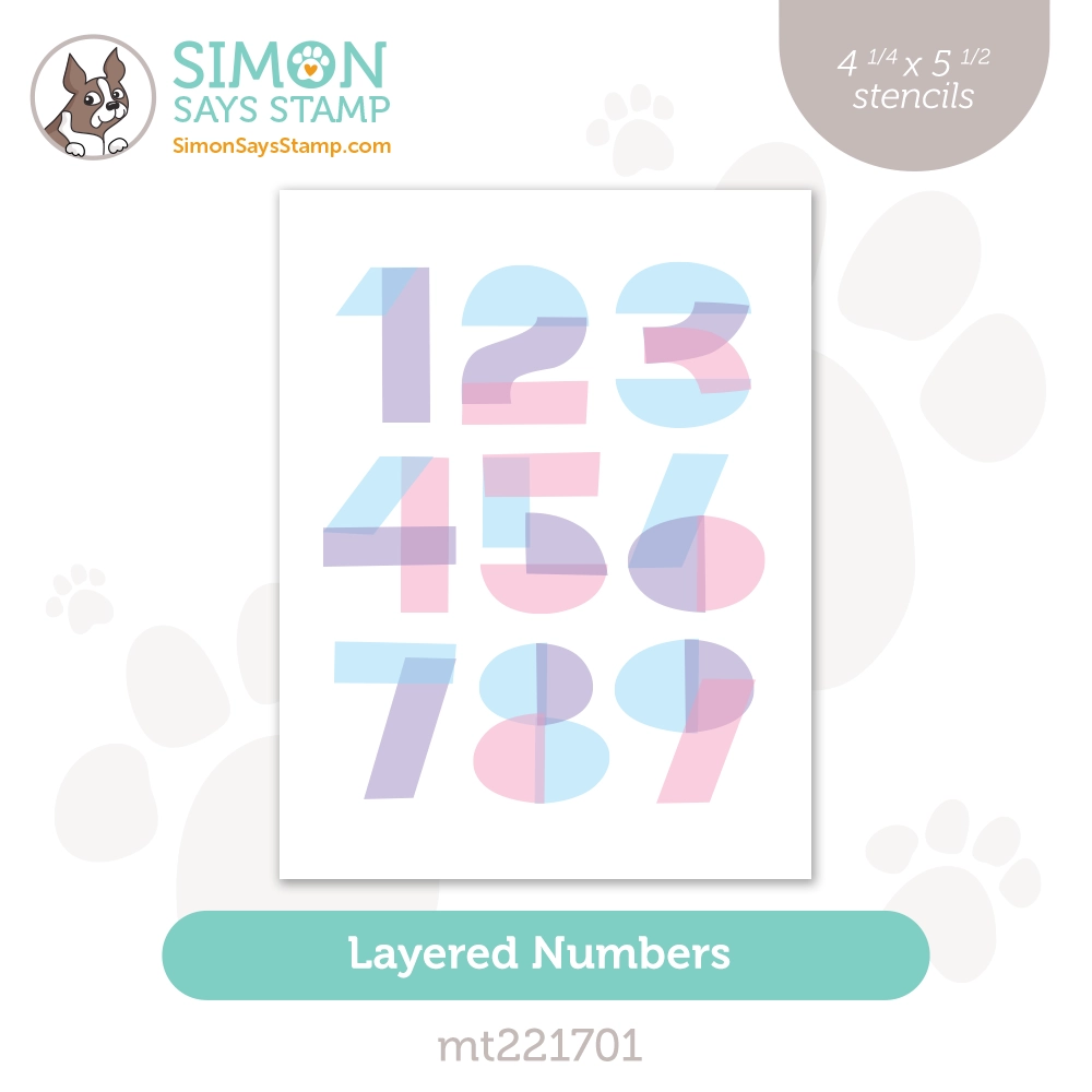 Simon Says Stamp Set of 3 Stencils Layered Numbers mt221701
