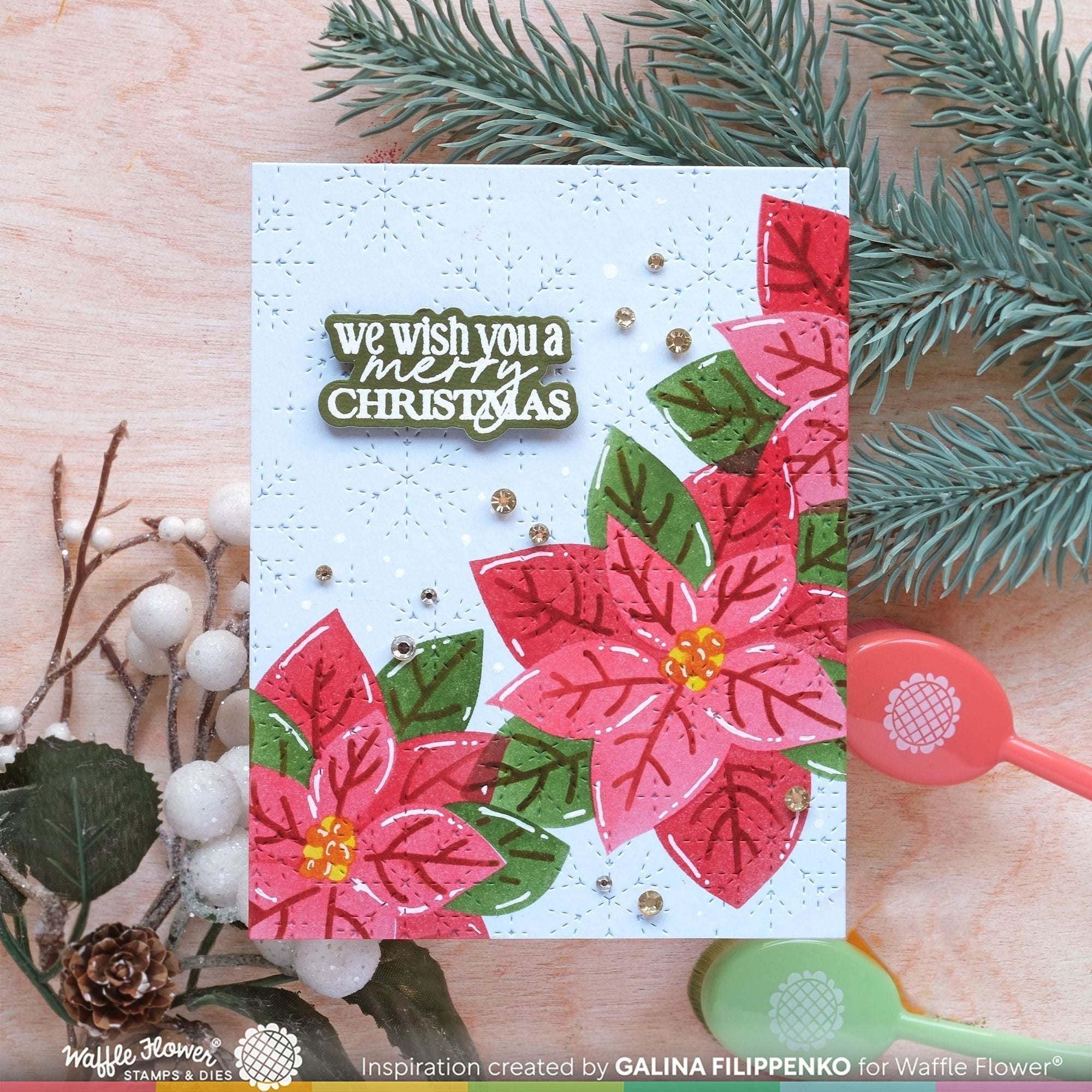 Waffle Flower Family Christmas Sentiments Matching Dies 421762 merry christmas