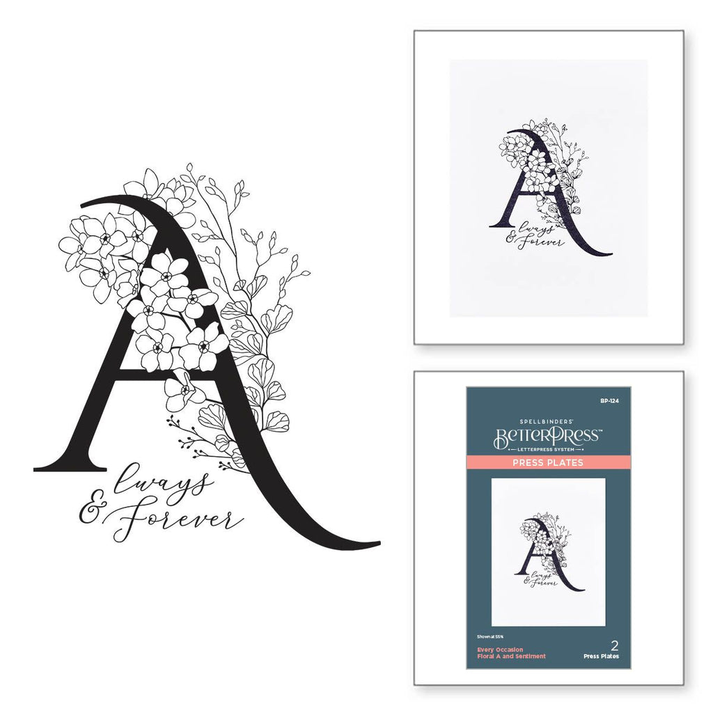 bp-124 Spellbinders Floral A and Sentiment Press Plates product image