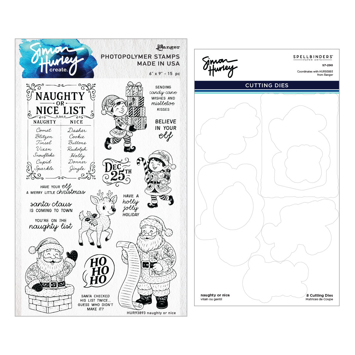 Ranger Simon Hurley Naughty Or Nice Clear Stamps And Dies Bundle