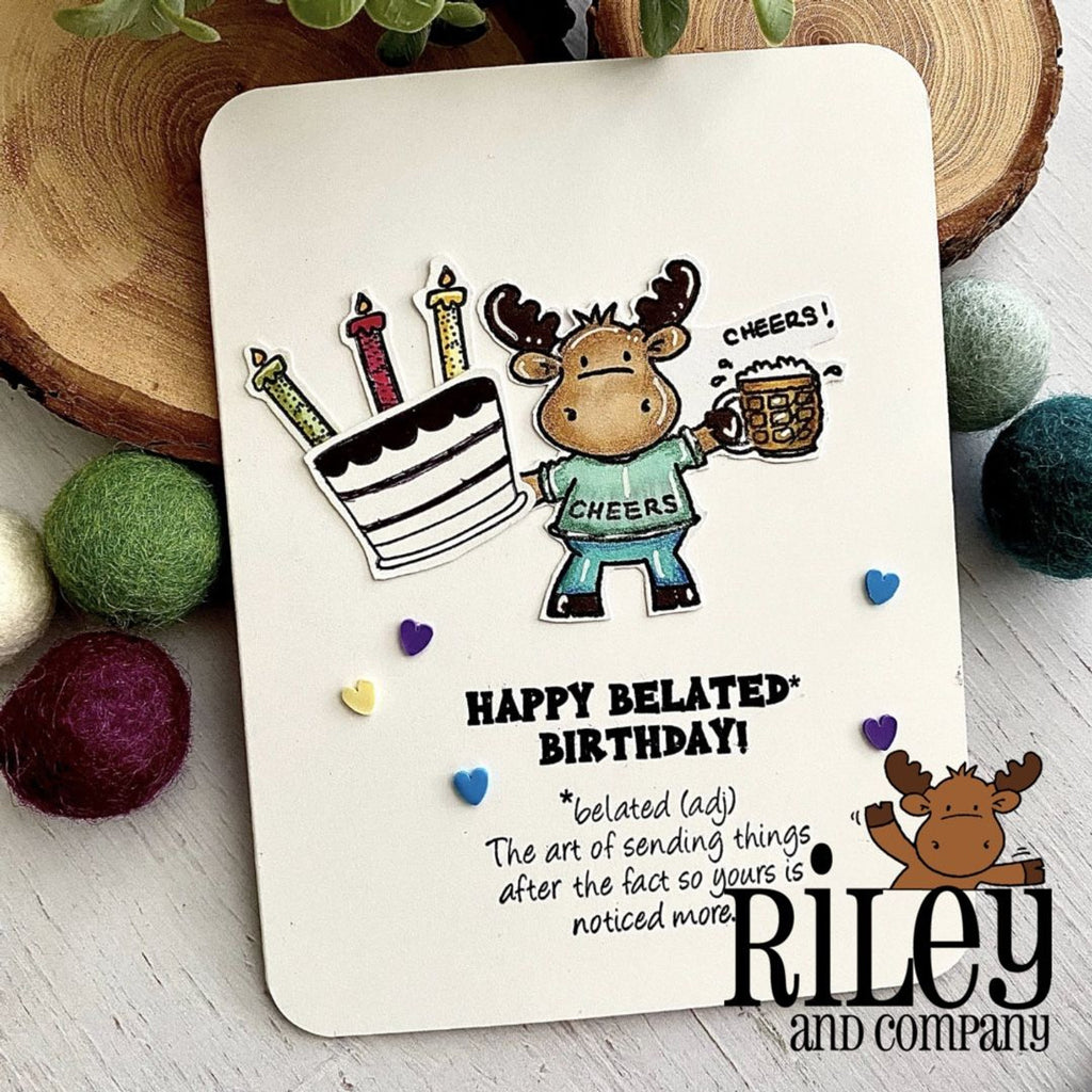 Riley And Company Funny Bones Belated Cling Rubber Stamp rwd-1187 cake
