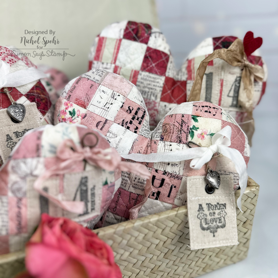 Tim Holtz Fabric Palette Fat Quarters Bundle Pink Red And Orange Quilted Hearts | color-code:ALT03