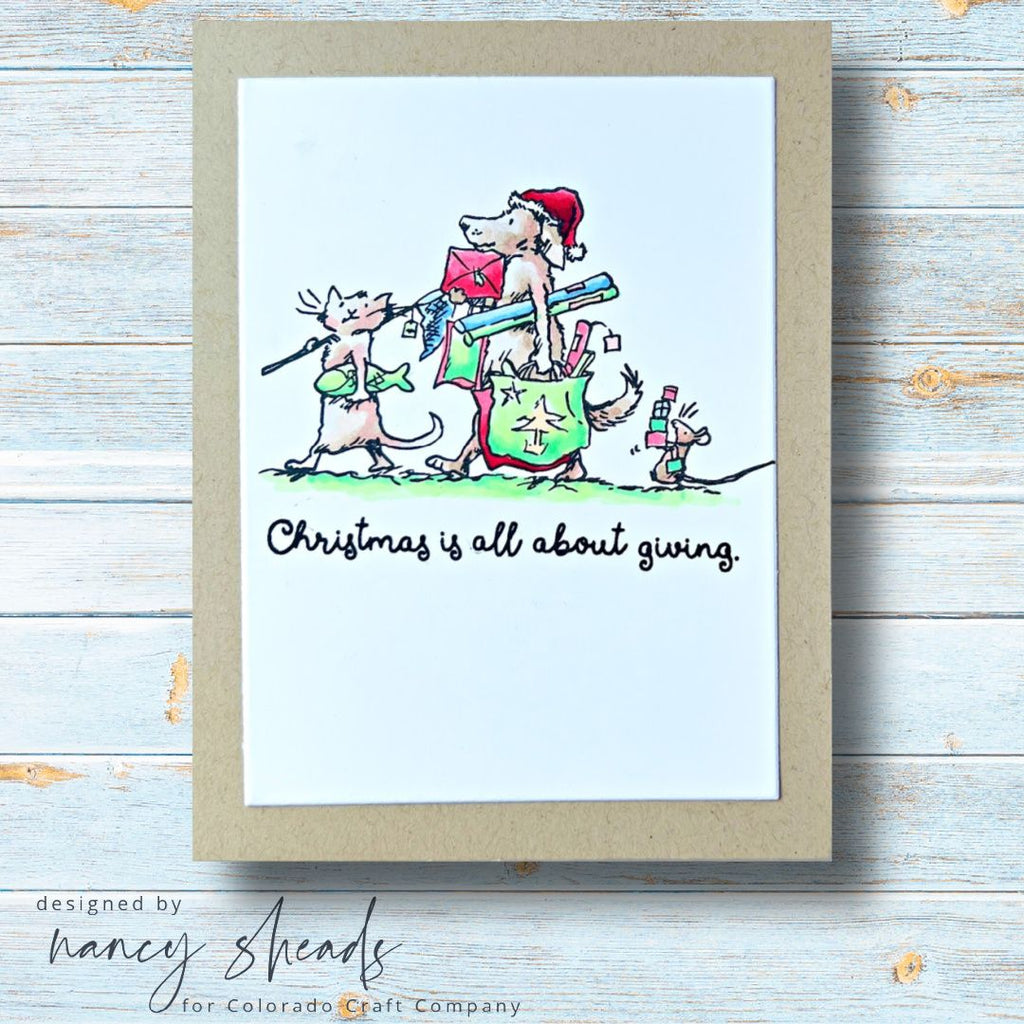 Colorado Craft Company Anita Jeram Merry Shopping Clear Stamps aj932 christmas gifts