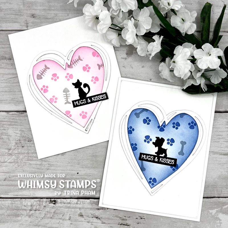 Whimsy Stamps Stencil Stackers Furrbabies WSS140 hearts