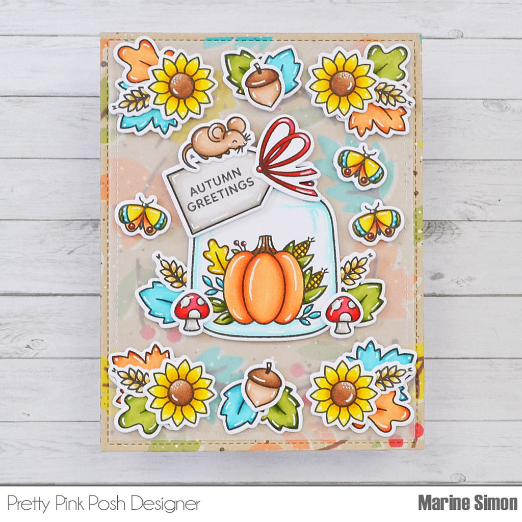 Pretty Pink Posh Fall Jar Clear Stamps autumn greetings