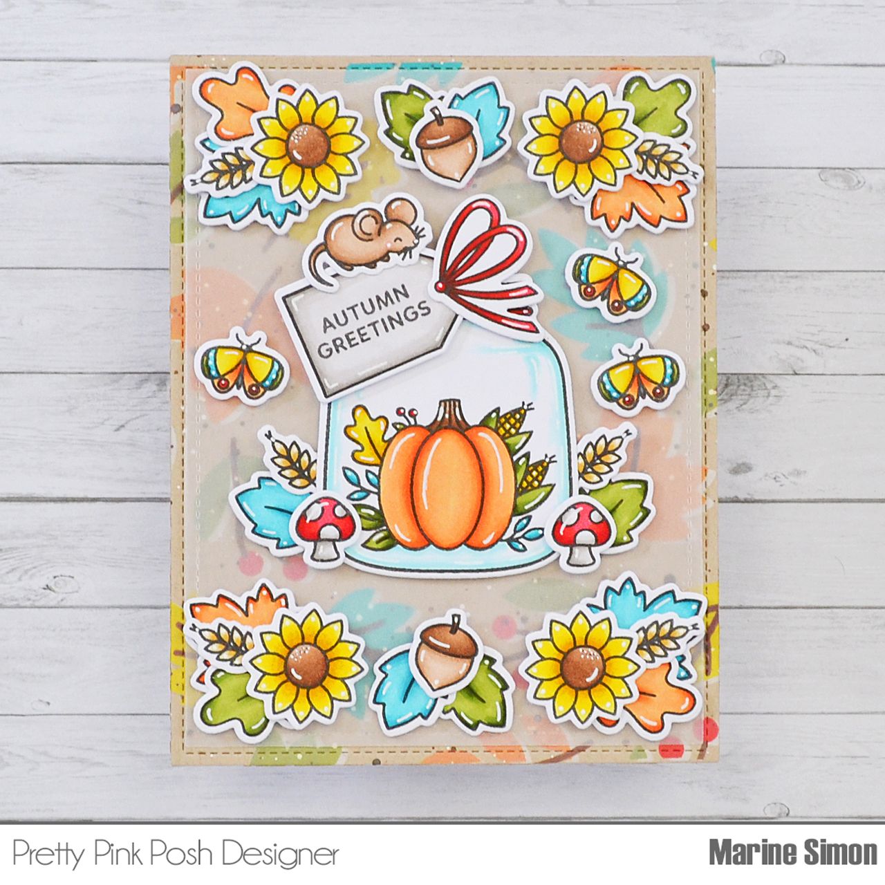 Pretty Pink Posh Fall Jar Clear Stamps autumn greetings