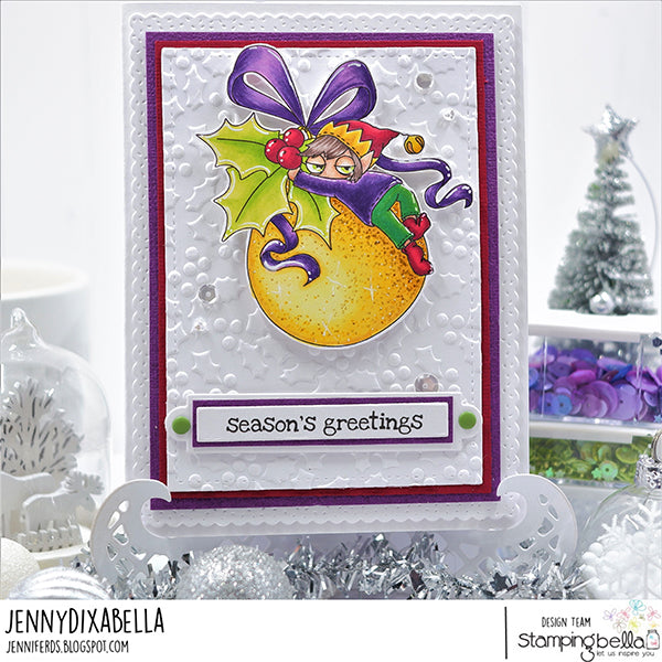 Stamping Bella Oddball Christmas Ornament Elf Cling Stamp eb1262 season's greetings