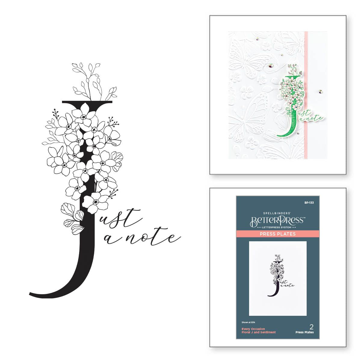 bp-133 Spellbinders Floral J and Sentiment Press Plates product image