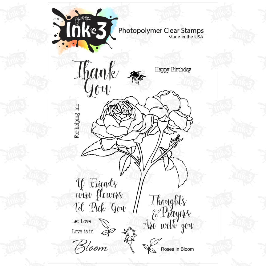 Inkon3 ROSES IN BLOOM Clear Stamp Set 98735*
