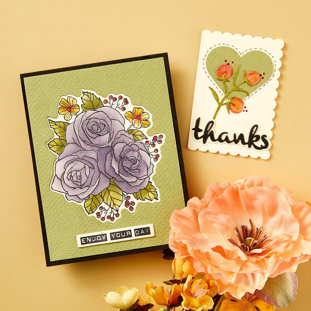 scs-188 Spellbinders Garden Party Clear Stamp and Die Set enjoy your day