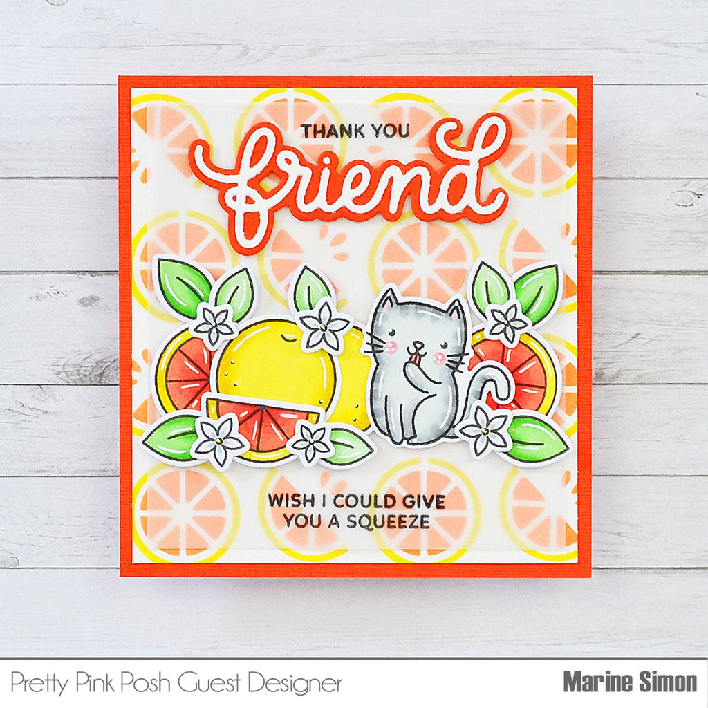 Pretty Pink Posh Layered Citrus Stencils Thank You