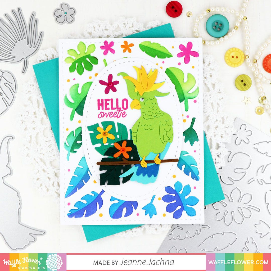 Waffle Flower Duo-Tone Tropical Leaves Stencils 421377 sweetie