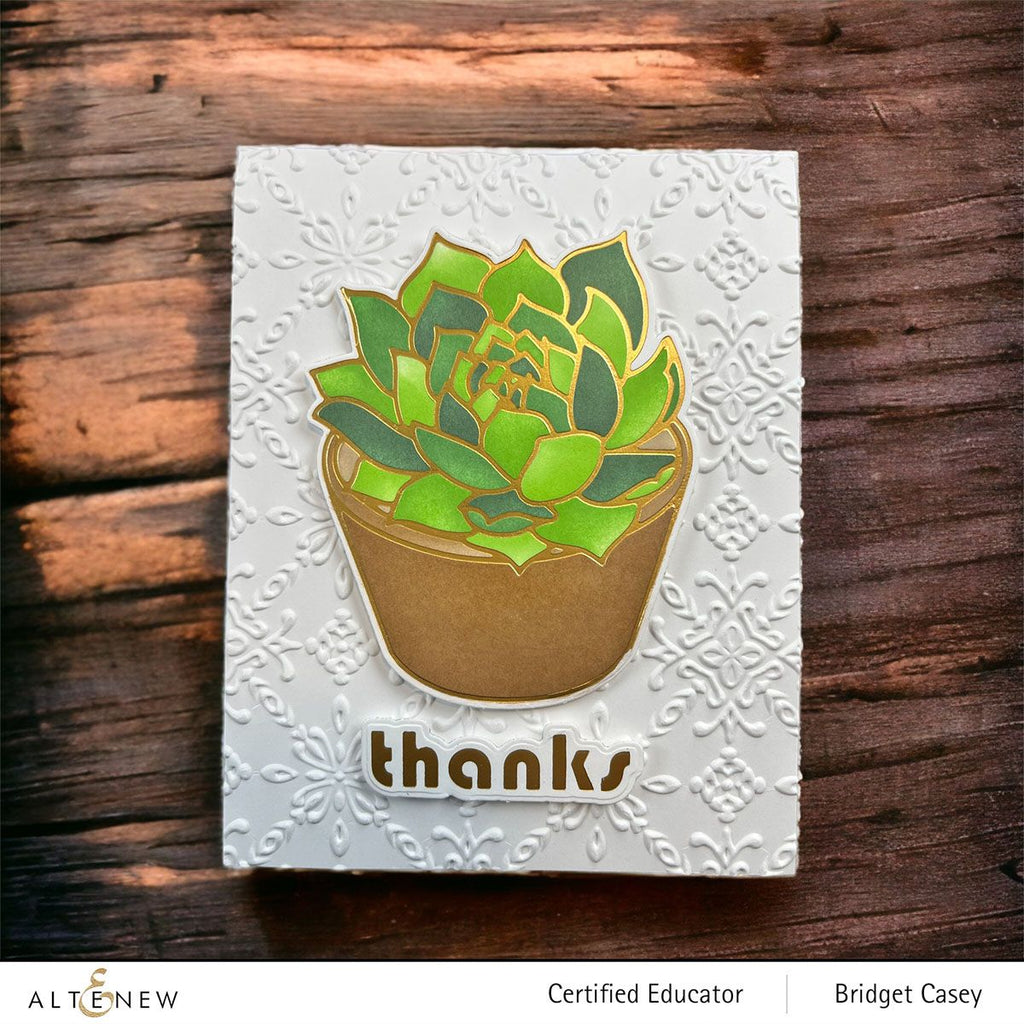 Altenew Spark Joy Potted Succulent Stencil and Hot Foil Plate Set ALT7948BN texture