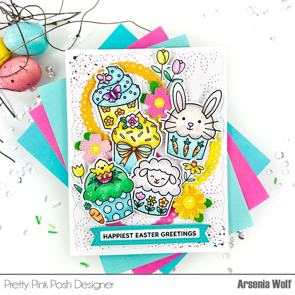 Pretty Pink Posh Easter Cupcakes Clear Stamp and Die Set easter