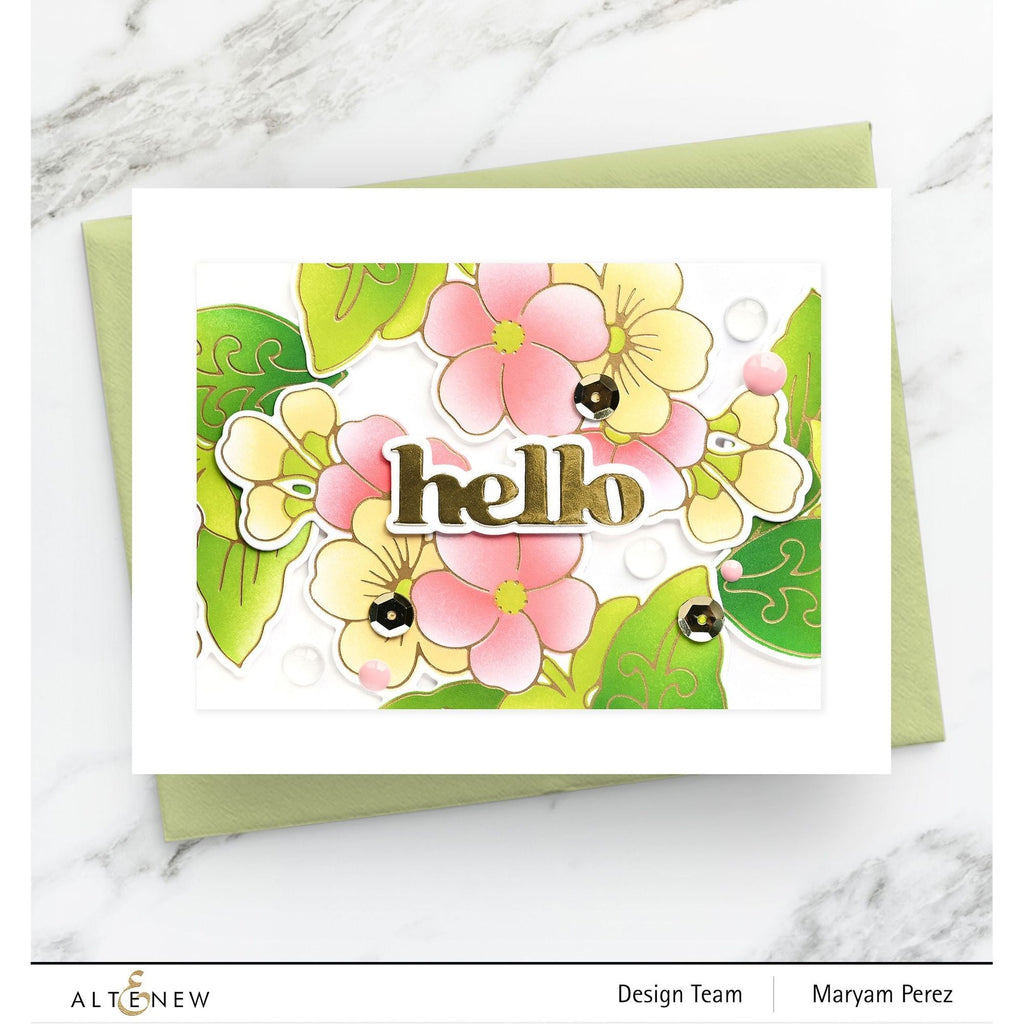 Altenew Spark Joy Decorative Flowers Stencil and Hot Foil Plate Set ALT7789BN Hello
