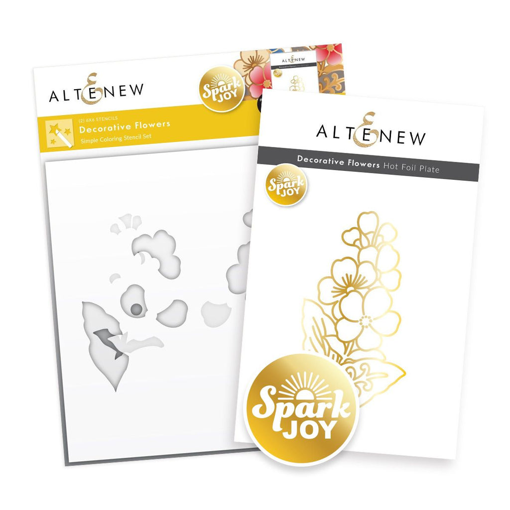 Altenew Spark Joy Decorative Flowers Stencil and Hot Foil Plate Set ALT7789BN