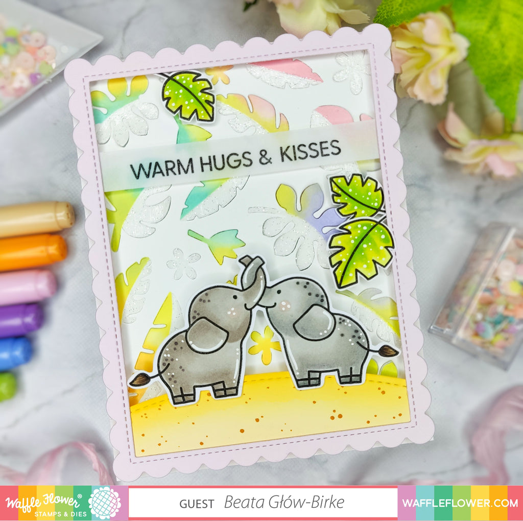 Waffle Flower Jungle Party Matching Dies 421376 hugs and kisses