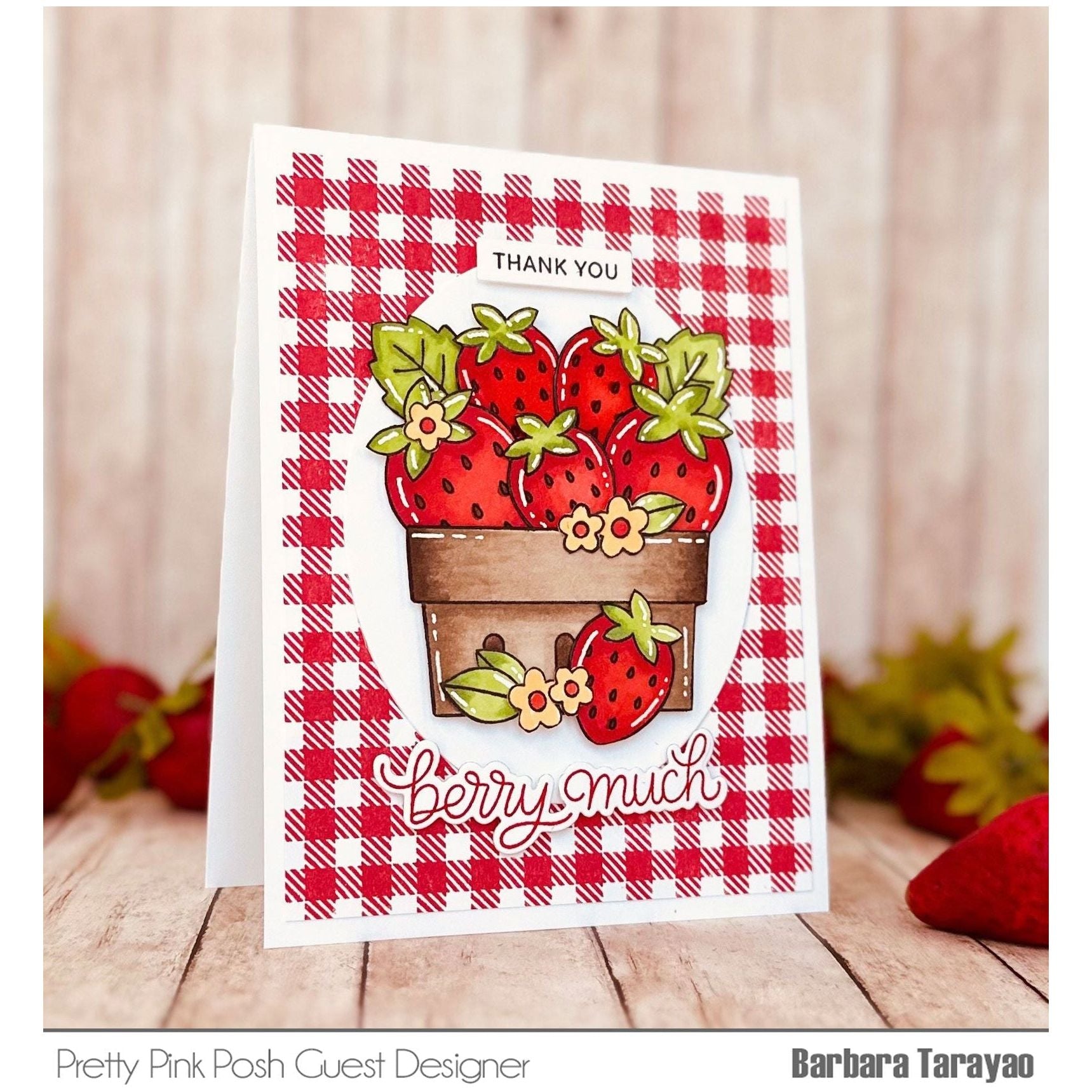 Pretty Pink Posh Fresh Berries Clear Stamps Basket