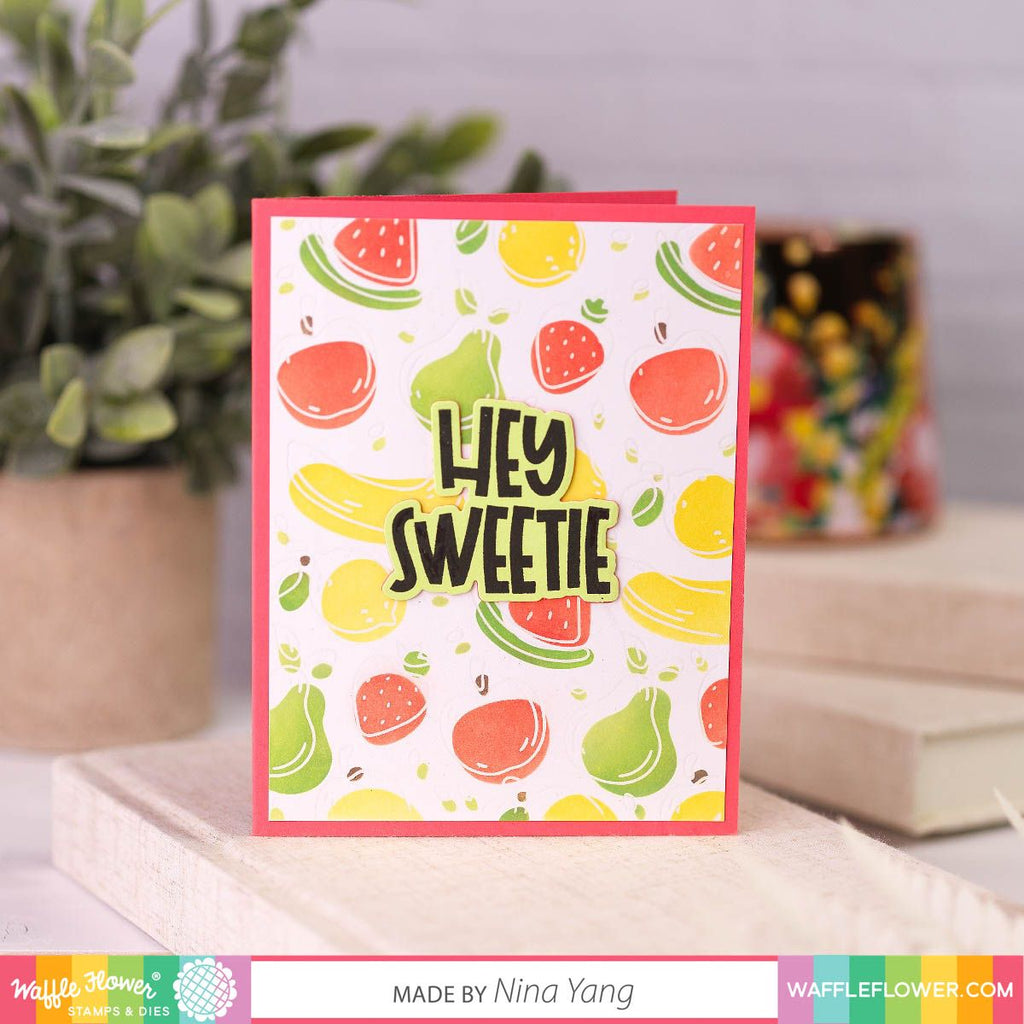 Waffle Flower Fruit Sentiments Clear Stamps 421491 hey sweetie