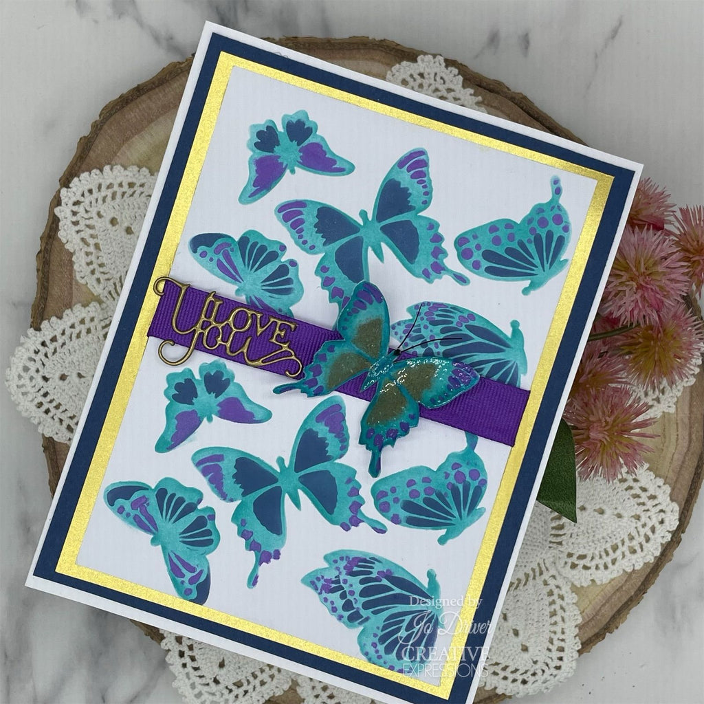 Creative Expressions Butterfly Background Mini Stencils cemlsbutter love you