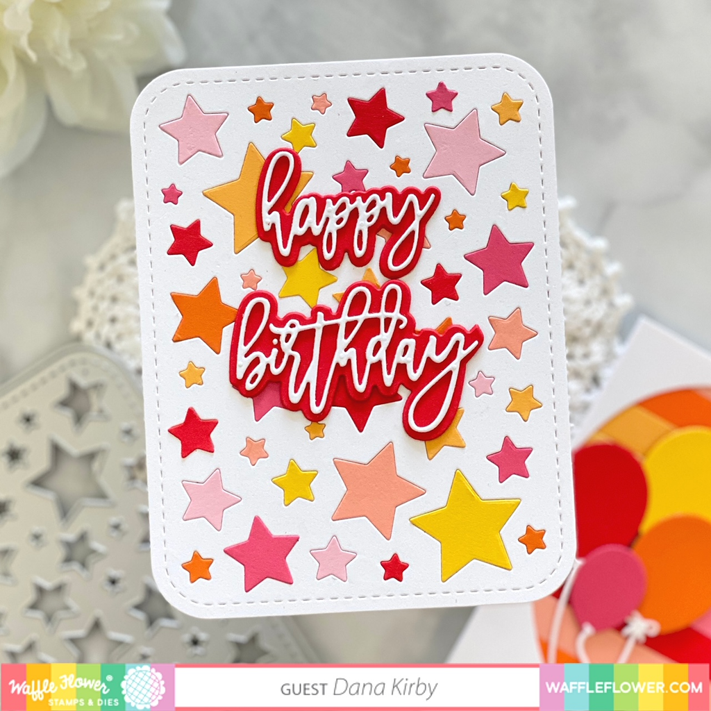 Waffle Flower Rounded Star Cover Panel Die 421306 happy birthday