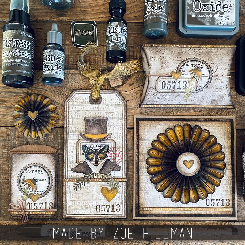 Tim Holtz Distress Scorched Timber January 2024 Oxide Ink Pad And Reinker Bundle Ranger Vintage Tags