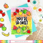 Waffle Flower Fruit Sentiments Clear Stamps 421491 so sweet