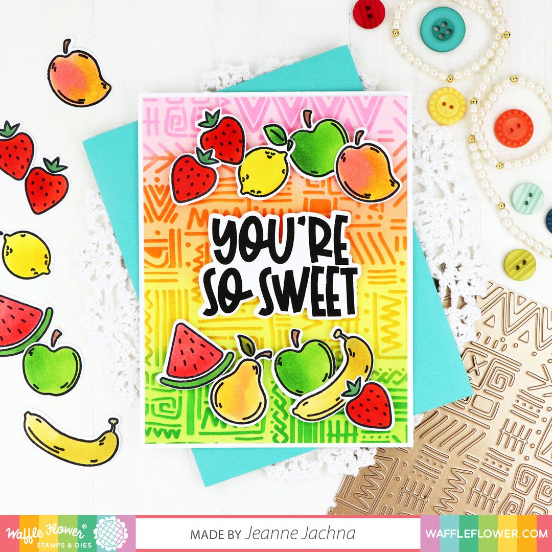 Waffle Flower Fruit Sentiments Clear Stamps 421491 so sweet