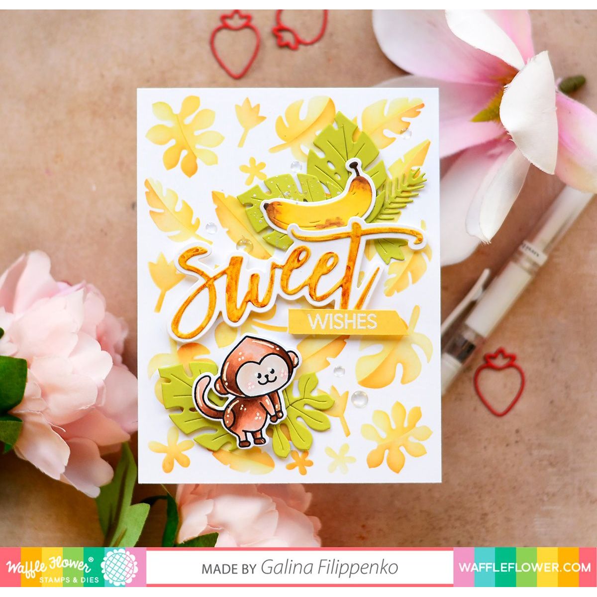Waffle Flower Oversized Sweet Clear Stamps 421481 monkey