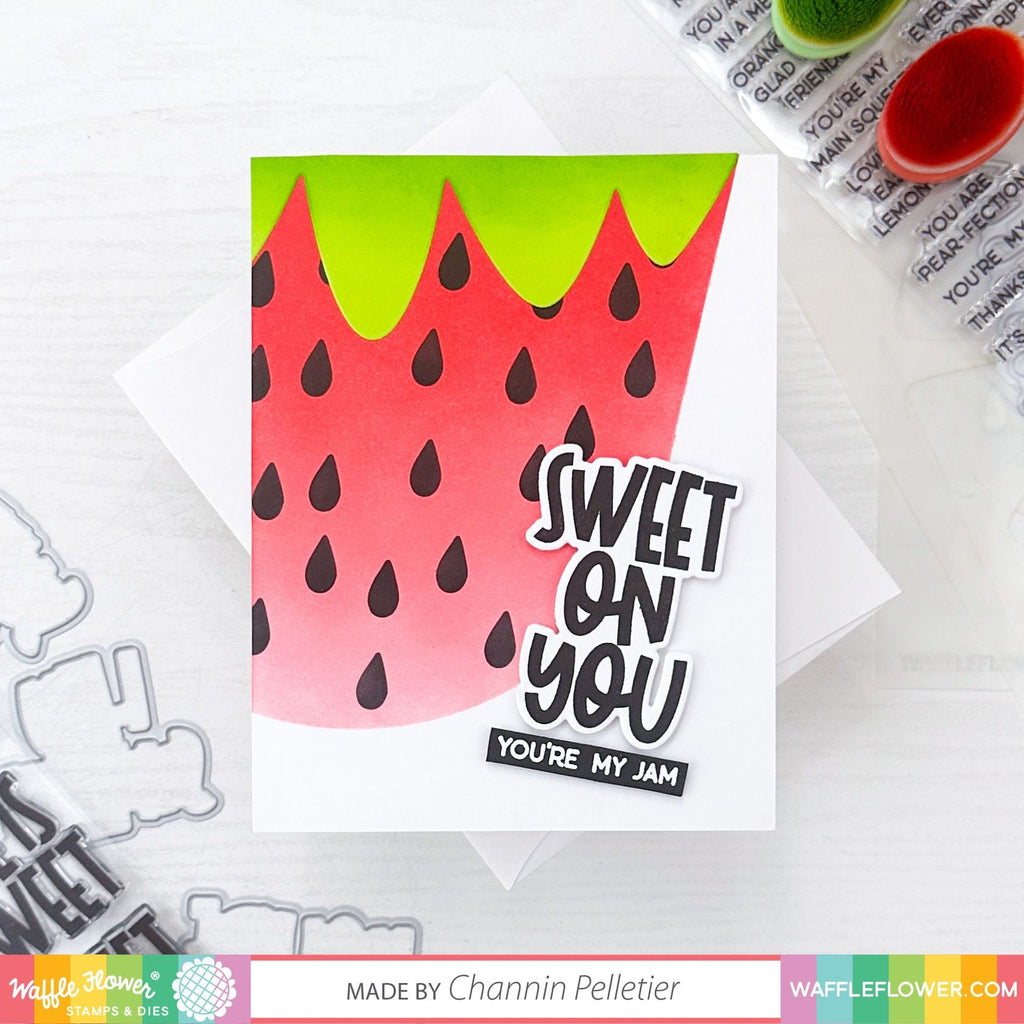 Waffle Flower Fruit Sentiments Clear Stamp and Die Set WFC1491 sweet on you