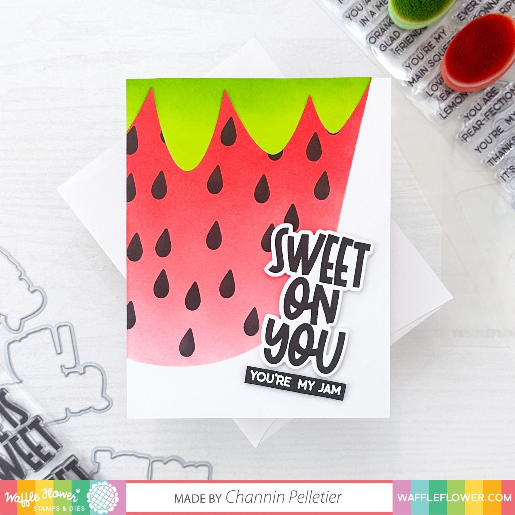 Waffle Flower Fruit Sentiments Clear Stamp and Die Set WFC1491 sweet on you