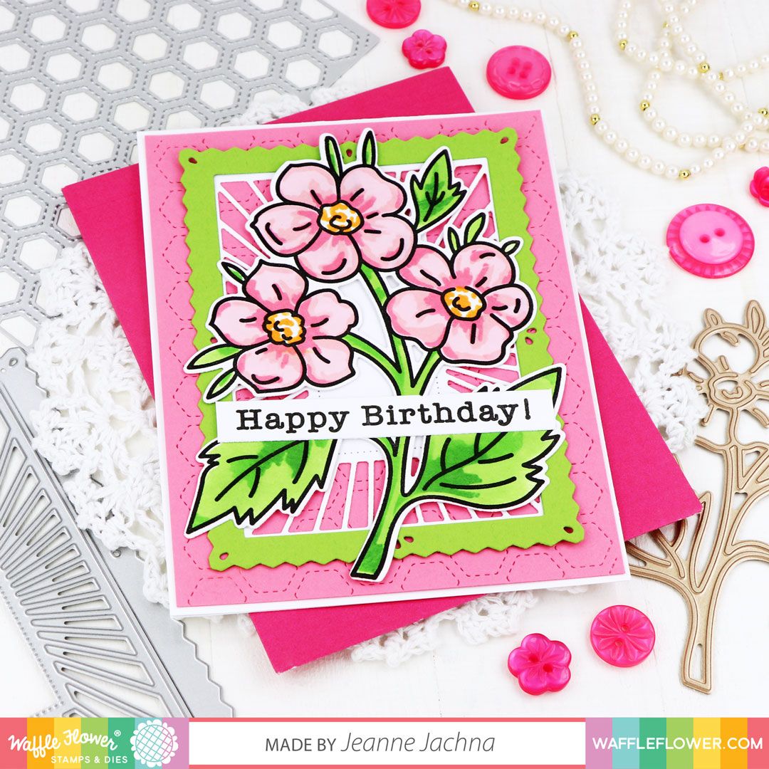 Waffle Flower Sketched Hawthorn Hot Foil Plate 421368 happy birthday