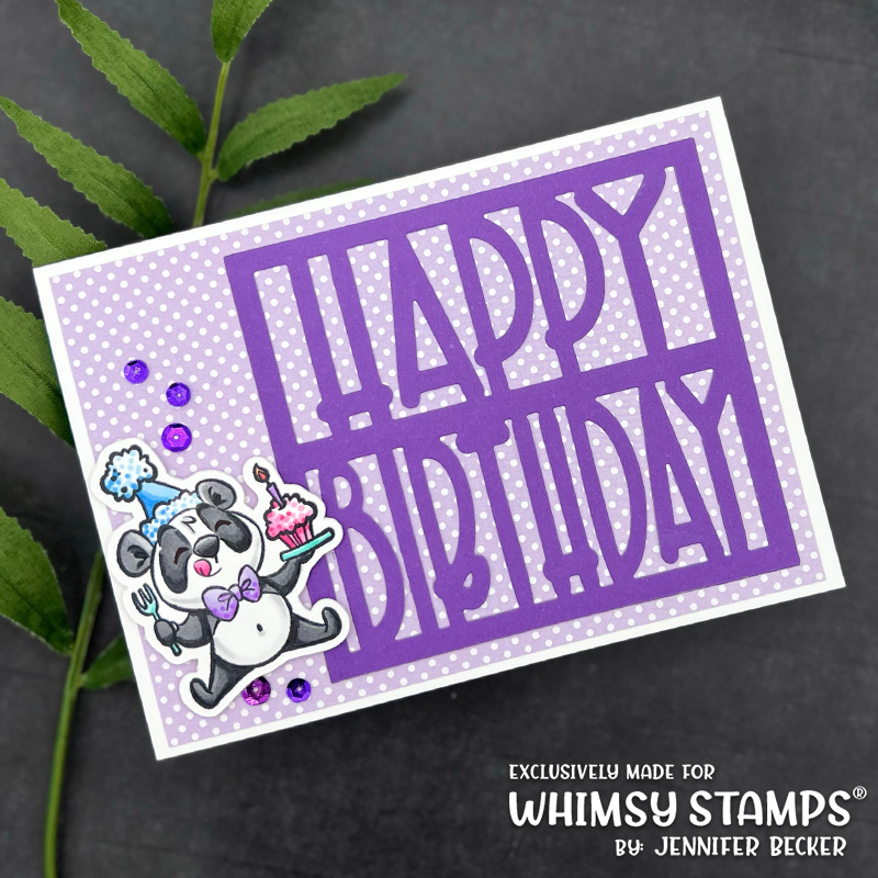 Whimsy Stamps Panda Party Clear Stamps KHB189a birthday