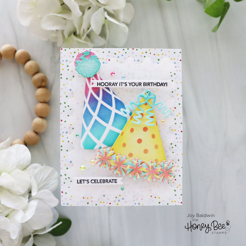 Honey Bee Party Hat Stencil hbsl-141 Birthday Celebration Card