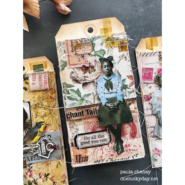 Tim Holtz Fabric Palette Orange Bundle of 10 Fat Quarters paula cheney tag with little girl | color-code:alt7
